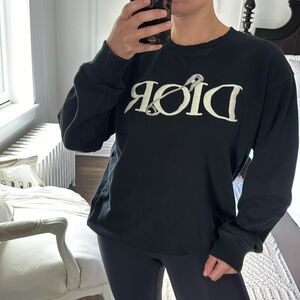 Dior x Judy Blame Black Cotton Safety Pin Logo Embroidered Sweatshirt